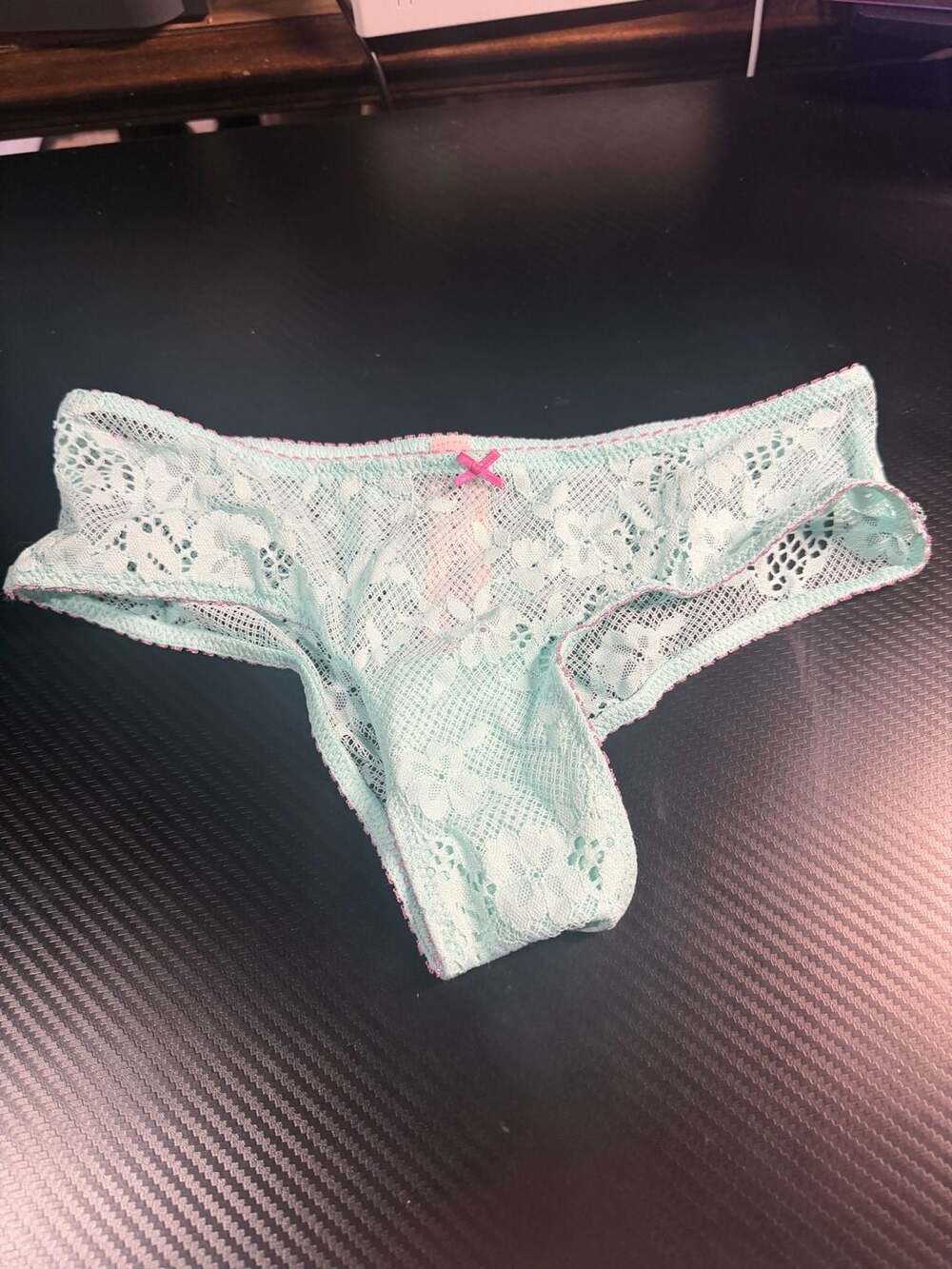 Victoria's Secret Floral Lace Cheeky Panty Mint Green Size XS